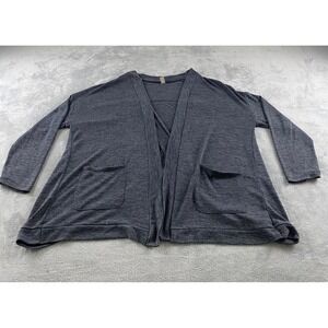 Xersion Womens XL Gray Heathered Open Front Cardigan Pockets Criss Cross Back